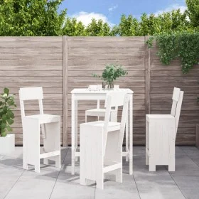 Set de mesa y taburetes altos jardín 5 pzas madera pino blanco by , Garden sets - Ref: Foro24-3157800, Price: 351,26 €, Disco...