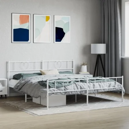 Metallbettgestell mit Kopf- und Fußteil weiß 183x213 cm von , Betten und Lattenroste - Ref: Foro24-355535, Preis: 129,51 €, R...