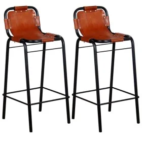 Kitchen bar stools 2 units genuine leather by vidaXL, Kitchen stools - Ref: Foro24-244248, Price: 249,97 €, Discount: %