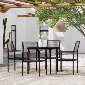 Juego de comedor para jardín 5 piezas negro