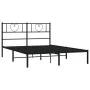 Estructura de cama con cabecero metal negro 160x200 cm de , Camas y somieres - Ref: Foro24-355466, Precio: 106,03 €, Descuent...