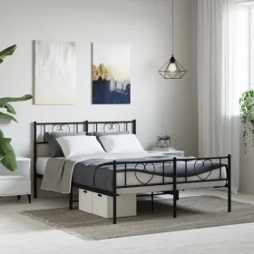 Black metal headboard and footboard bed frame 120x200 cm by , Beds and slatted bases - Ref: Foro24-355479, Price: 96,93 €, Di...