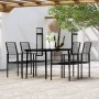 Juego de comedor para jardín 5 piezas negro