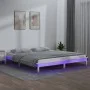 Bed frame with LED solid white wood 120x200 cm by , Beds and slatted bases - Ref: Foro24-820602, Price: 110,24 €, Discount: %