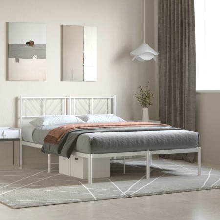 Metallbettgestell mit weißem Kopfteil 140x190 cm von , Betten und Lattenroste - Ref: Foro24-372228, Preis: 92,54 €, Rabatt: %