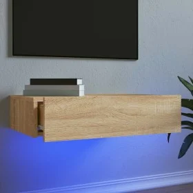 TV stand with LED lights Sonoma oak 60x35x15.5 cm by , TV Furniture - Ref: Foro24-842890, Price: 46,49 €, Discount: %