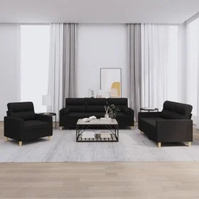 3-piece sofa set with black fabric cushions by , Sofas - Ref: Foro24-3201556, Price: 621,58 €, Discount: %