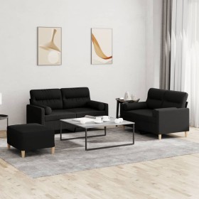 3-piece sofa set with black fabric cushions by , Sofas - Ref: Foro24-3201596, Price: 478,54 €, Discount: %