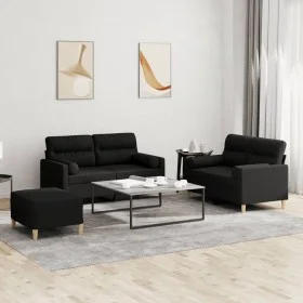3-piece sofa set with black fabric cushions by , Sofas - Ref: Foro24-3201596, Price: 493,11 €, Discount: %