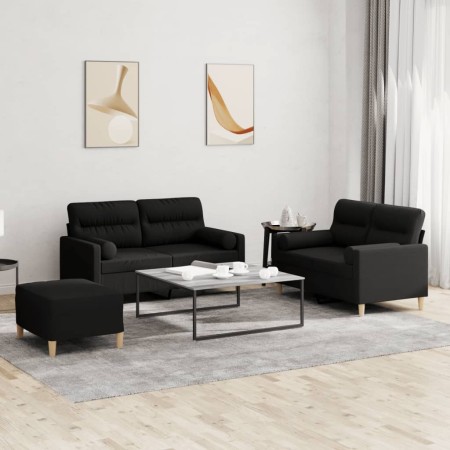 Set Sofas mit Kissen 3 Stück schwarzer Stoff von , Sofas - Ref: Foro24-3201596, Preis: 478,54 €, Rabatt: %