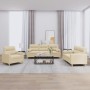 Sofa set with cushions 3 pieces cream fabric by , Sofas - Ref: Foro24-3201554, Price: 655,18 €, Discount: %