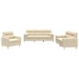 Sofa set with cushions 3 pieces cream fabric by , Sofas - Ref: Foro24-3201554, Price: 655,18 €, Discount: %
