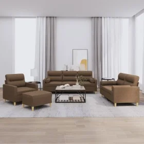 4-piece brown fabric sofa set with cushions by , Sofas - Ref: Foro24-3201563, Price: 656,00 €, Discount: %