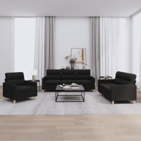 Set Sofas mit Kissen 3 Stück schwarzer Stoff von , Sofas - Ref: Foro24-3201540, Preis: 610,15 €, Rabatt: %