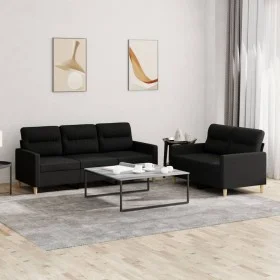 2-piece sofa set with black fabric cushions by , Sofas - Ref: Foro24-3201604, Price: 447,65 €, Discount: %