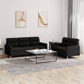 Sofagarnitur mit 2 Stück Kissen aus schwarzem Stoff von , Sofas - Ref: Foro24-3201604, Preis: 470,42 €, Rabatt: %