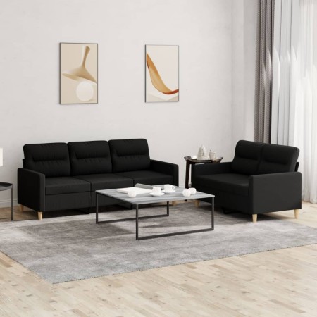 2-piece sofa set with black fabric cushions by , Sofas - Ref: Foro24-3201604, Price: 470,42 €, Discount: %