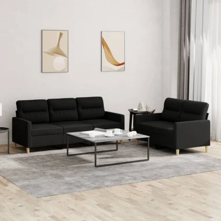 2-piece sofa set with black fabric cushions by , Sofas - Ref: Foro24-3201604, Price: 447,65 €, Discount: %