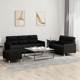 3-piece sofa set with black fabric cushions by , Sofas - Ref: Foro24-3201612, Price: 494,67 €, Discount: %