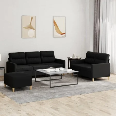 3-piece sofa set with black fabric cushions by , Sofas - Ref: Foro24-3201612, Price: 494,67 €, Discount: %