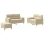 Sofa set with cushions 3 pieces cream fabric by , Sofas - Ref: Foro24-3201594, Price: 491,49 €, Discount: %