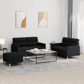 3-piece sofa set with black fabric cushions by , Sofas - Ref: Foro24-3201580, Price: 454,33 €, Discount: %