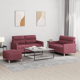 Set von Sofas mit Kissen 3 Stück roter roter Stoff von , Sofas - Ref: Foro24-3201582, Preis: 468,12 €, Rabatt: %