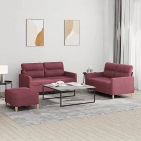 Three-piece sofa set with red wine fabric cushions by , Sofas - Ref: Foro24-3201582, Price: 461,54 €, Discount: %