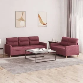 Two-piece sofa set with red wine fabric cushions by , Sofas - Ref: Foro24-3201606, Price: 460,71 €, Discount: %