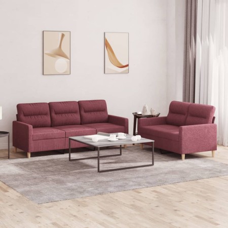 Two-piece sofa set with red wine fabric cushions by , Sofas - Ref: Foro24-3201606, Price: 468,10 €, Discount: %