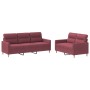 Two-piece sofa set with red wine fabric cushions by , Sofas - Ref: Foro24-3201606, Price: 468,10 €, Discount: %
