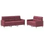 Two-piece sofa set with red wine fabric cushions by , Sofas - Ref: Foro24-3201606, Price: 460,71 €, Discount: %