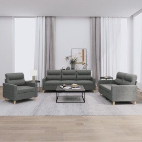 3-piece dark gray fabric sofa set with cushions by , Sofas - Ref: Foro24-3201537, Price: 587,65 €, Discount: %