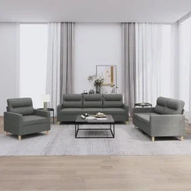 3-piece dark gray fabric sofa set with cushions by , Sofas - Ref: Foro24-3201537, Price: 608,93 €, Discount: %