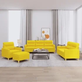 Set of sofas with 4 light yellow fabric cushions by , Sofas - Ref: Foro24-3201549, Price: 594,11 €, Discount: %