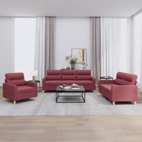 Set von Sofas mit Kissen 3 Stück roter roter Stoff von , Sofas - Ref: Foro24-3201542, Preis: 598,24 €, Rabatt: %