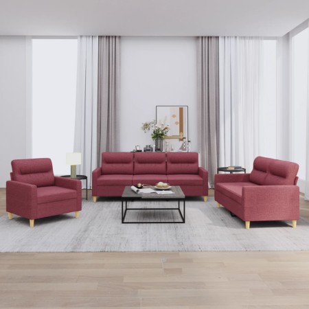 Set von Sofas mit Kissen 3 Stück roter roter Stoff von , Sofas - Ref: Foro24-3201542, Preis: 598,24 €, Rabatt: %