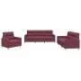 Three-piece sofa set with red wine fabric cushions by , Sofas - Ref: Foro24-3201542, Price: 588,99 €, Discount: %