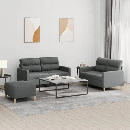 3-piece dark gray fabric sofa set with cushions by , Sofas - Ref: Foro24-3201577, Price: 451,92 €, Discount: %