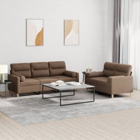 2-piece brown fabric sofa set with cushions by , Sofas - Ref: Foro24-3201619, Price: 490,93 €, Discount: %