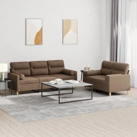 2-piece brown fabric sofa set with cushions by , Sofas - Ref: Foro24-3201619, Price: 483,26 €, Discount: %