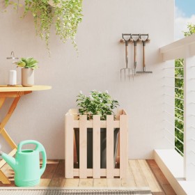Planter with solid pine wood fence design 50x50x50 cm by , Pots and planters - Ref: Foro24-832452, Price: 26,58 €, Discount: %