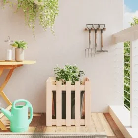 Planter with solid pine wood fence design 50x50x50 cm by , Pots and planters - Ref: Foro24-832452, Price: 24,60 €, Discount: %