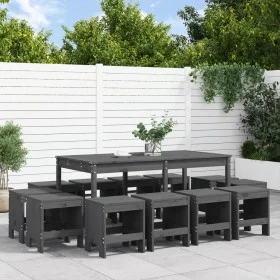 Juego de comedor de jardín 13 piezas madera maciza pino gris de , Conjuntos de jardín - Ref: Foro24-3157723, Precio: 625,27 €...