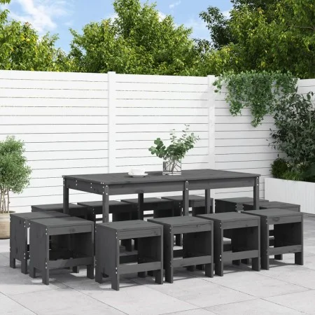 13-piece solid pine gray garden dining set by , Garden sets - Ref: Foro24-3157723, Price: 625,51 €, Discount: %