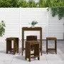 Garden table and 5-piece high stools set made of brown honey pine wood. by , Garden sets - Ref: Foro24-3157742, Price: 311,68...