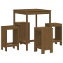 Garden table and 5-piece high stools set made of brown honey pine wood. by , Garden sets - Ref: Foro24-3157742, Price: 315,74...