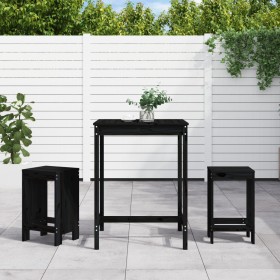 Garden table set and high stools 3 pieces black pine wood by , Garden sets - Ref: Foro24-3157737, Price: 211,34 €, Discount: %