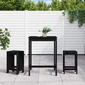 Garden table set and high stools 3 pieces black pine wood by , Garden sets - Ref: Foro24-3157737, Price: 213,31 €, Discount: %