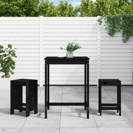 Garden table set and high stools 3 pieces black pine wood by , Garden sets - Ref: Foro24-3157737, Price: 213,31 €, Discount: %